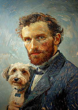 Van Gogh Self Portrait with Dog