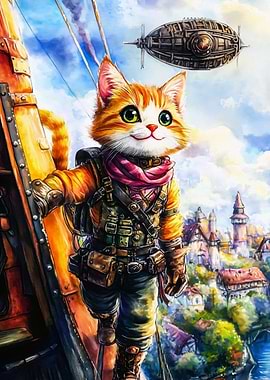 Steampunk Cat Adventurer