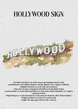 Hollywood Sign Watercolor