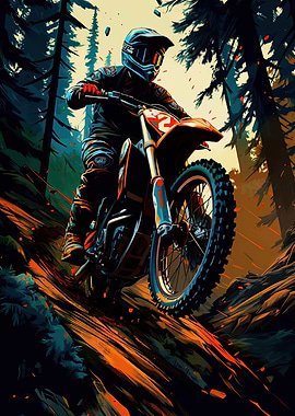 Motocross Rider in Forest