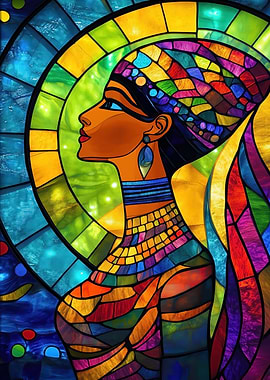 Stained Glass Egyptian Queen