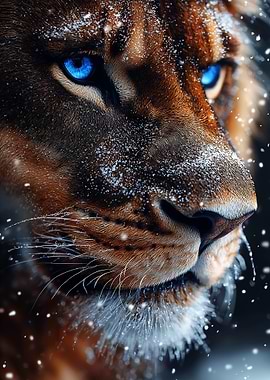 Lion in the Snow
