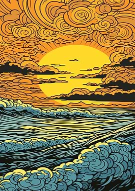 Sunset Ocean Waves