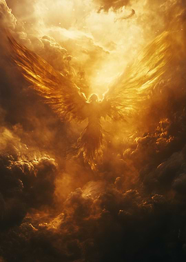 Golden Angel in Clouds