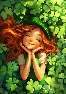 Smiling Girl in Clover