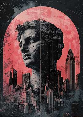 Cityscape with Statue