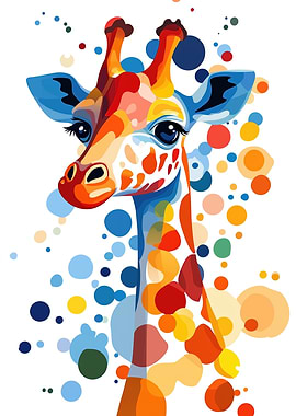 Colorful Giraffe Portrait