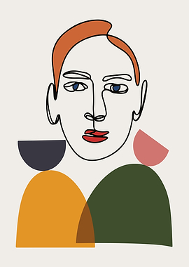 Abstract Minimalist Portrait - Bold Modern Line Art