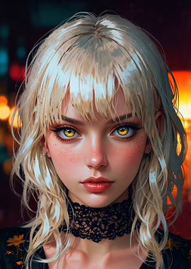 Blonde Woman with Yellow Eyes - Abby