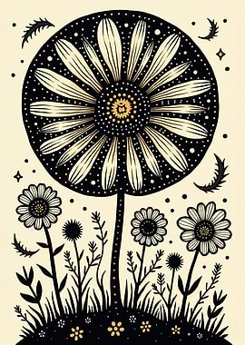 Golden Silver Daisy Dreamscape