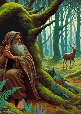 Fantasy Hermit in the Forest