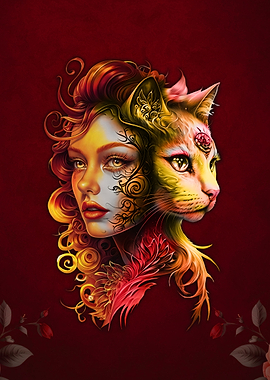 Woman and Cat Fusion