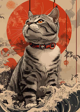 Cat in Japanese Style
