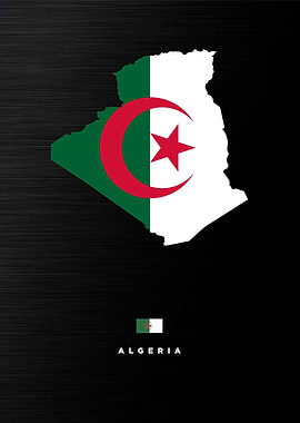 Algeria Map with Flag