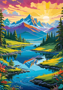 Mountain Lake Sunset