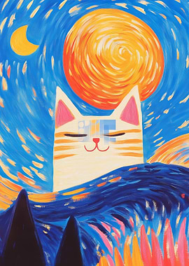Cat in Starry Night