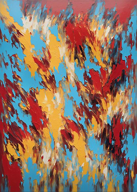 Abstract Painting in Red, Yellow, and Blue