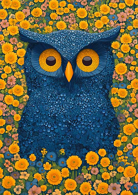 Owl in Flower Field