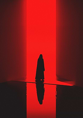 Dark Scifi Red Minimalist Artwork