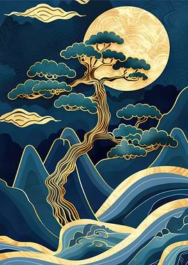 Japanese Bonsai Tree Landscape Art