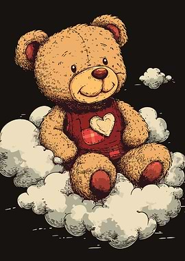 Smiling Teddy Bear on Clouds
