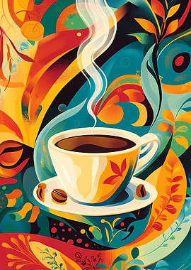 Coffee Cup with Floral Design