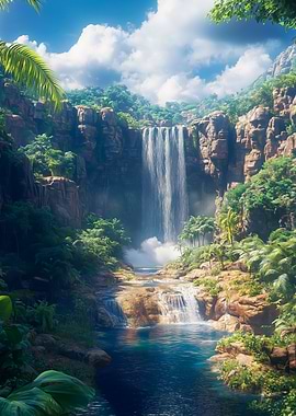 Tropical Jungle Waterfall