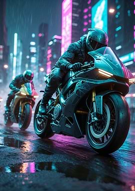 Cyberpunk Motorcycle Riders