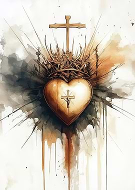 Sacred Heart with Cross