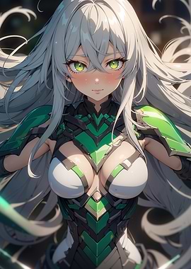 Anime Girl in Green Armor