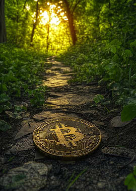 Bitcoin in green nature