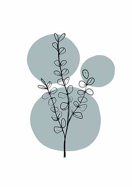 Eucalyptus Branch with Circles