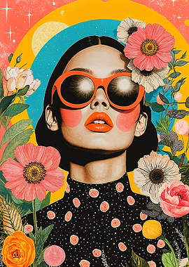 Floral Collage with Woman