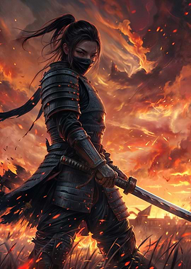 Samurai Warrior in Flames