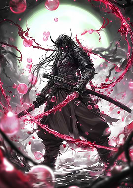 Red Energy Japanese Samurai