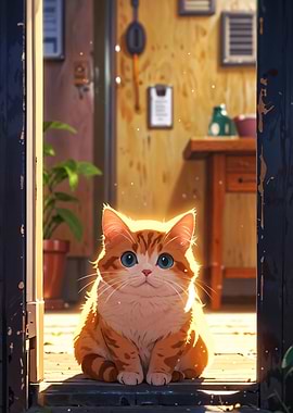 Cute Cat in Doorway