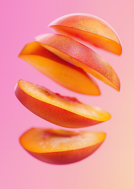 Peach Slices on Pink