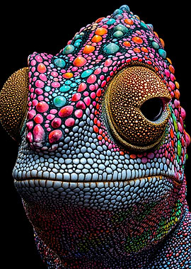 Colorful Chameleon Portrait