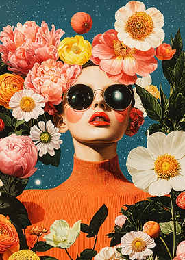 Woman in Flowers and Stars