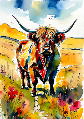 Highland Cow Watercolor