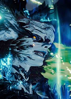 Demonic Figure with Glowing Eyes