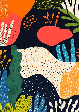 Abstract Underwater Floral Pattern Art