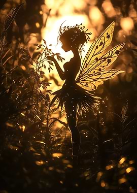 Fairy Silhouette in Forest