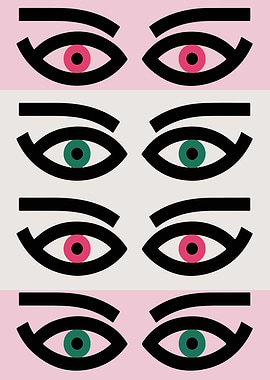Pop Art Eyes Pattern in Pink and Green