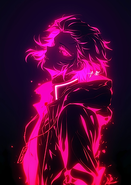 Neon Anime Character