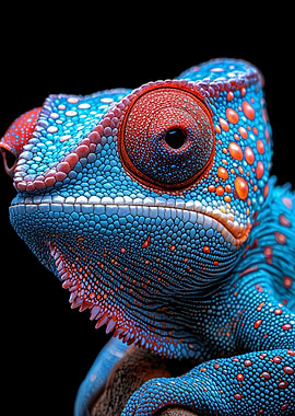 Blue Chameleon Close-Up
