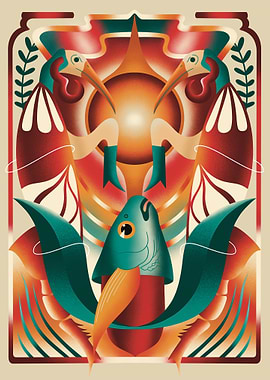 Fish and Birds Art Print
