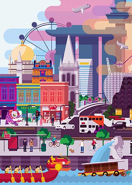 Singapore Cityscape Illustration