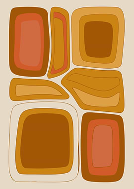Abstract Retro Earthy Shapes Abstract Art