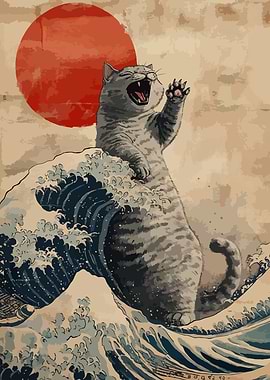 Cat in the Great Wave